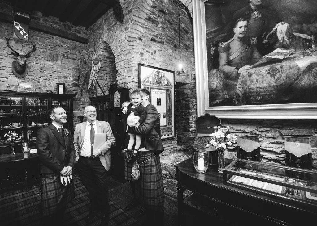 Groom and child waiting for the bride to arrive