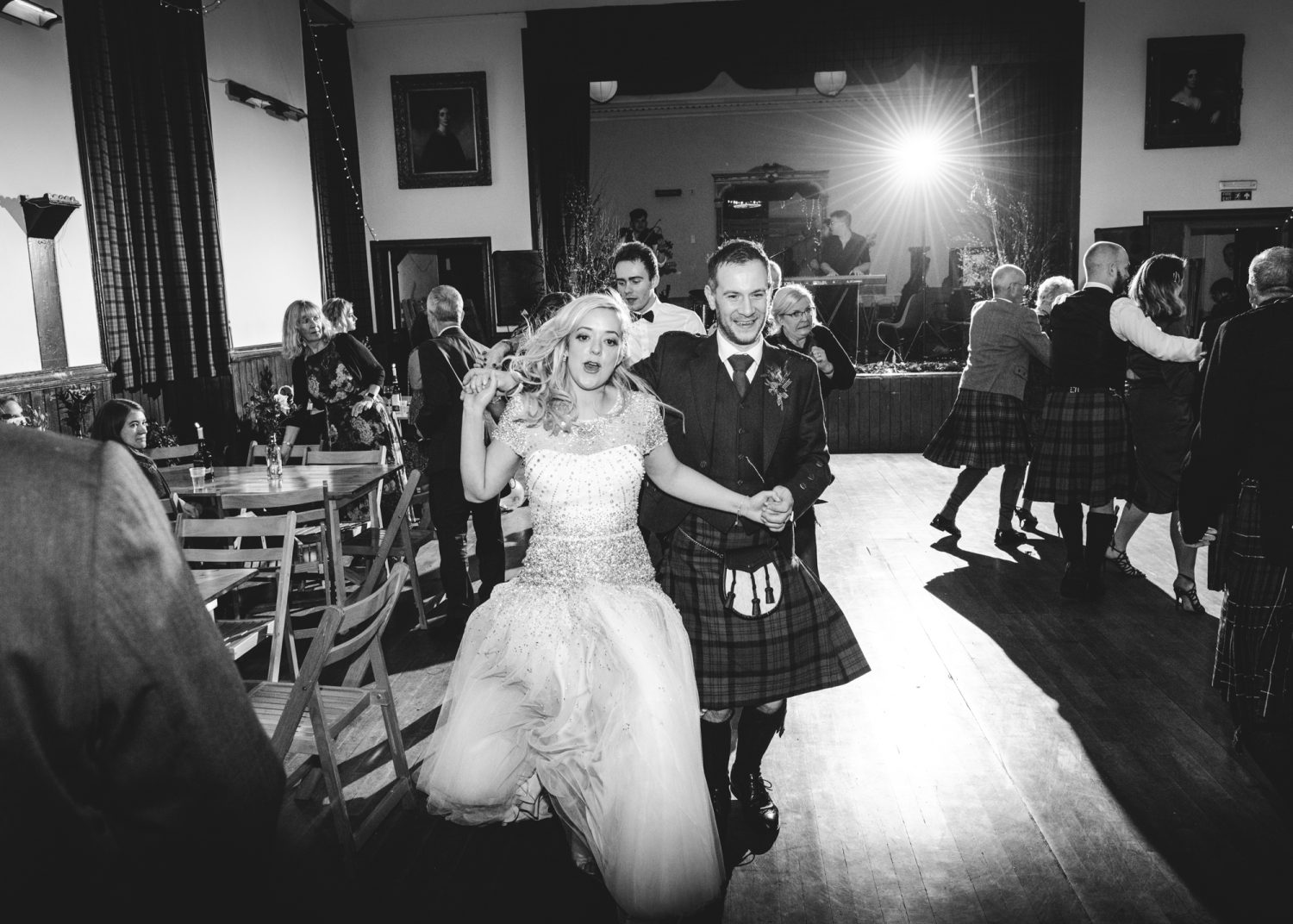 Dancers at wedding reception inn Portree